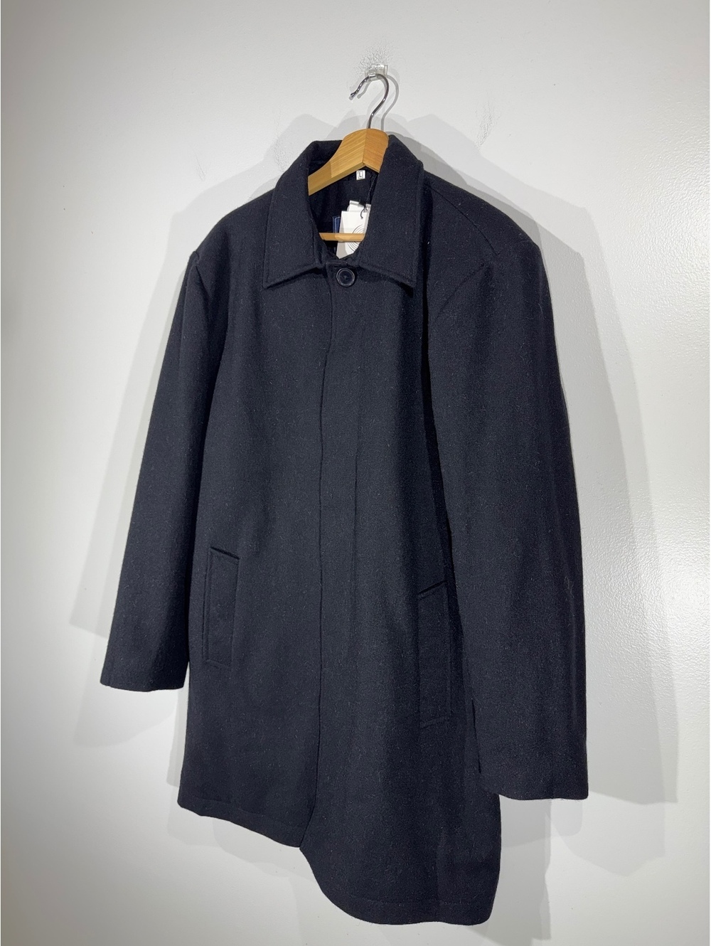 Classic Black Wool Overcoat for Men